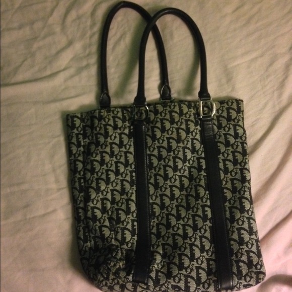 vintage grey/black Christian Dior tote