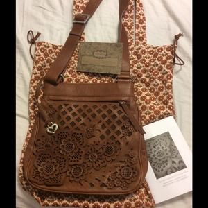 Brighton brown flower detail crossbody