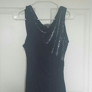 Navy blue evening dress.