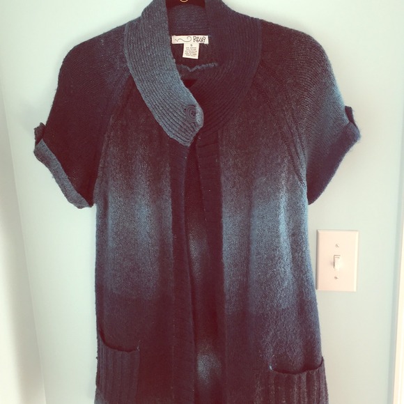 Blue Ombré short sleeve sweater cardigan - Picture 1 of 3