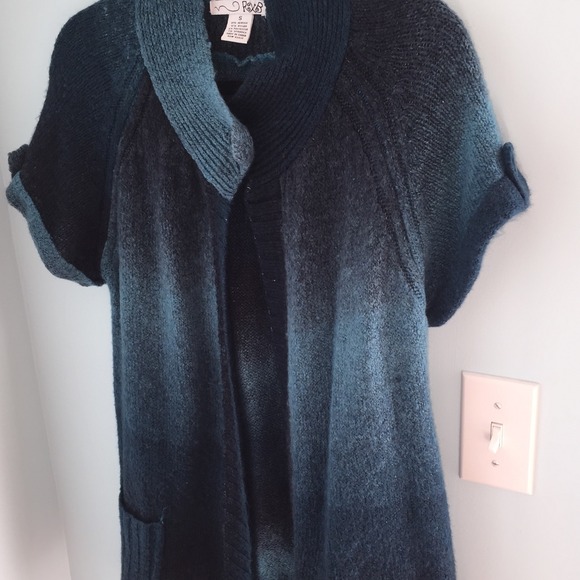 Blue Ombré short sleeve sweater cardigan - Picture 3 of 3
