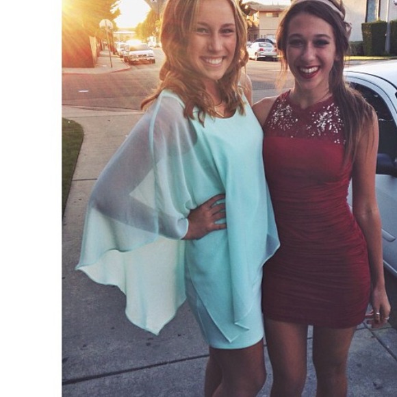 F21 Mint flowy one-shoulder dress - Picture 2 of 2