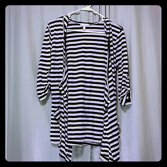 Blue and white stripped hooded top