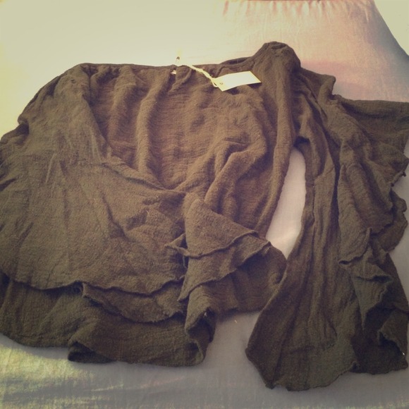 Surf gypsy flared sleeve black cutout back top