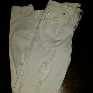 Forever 21 white distressed jeans