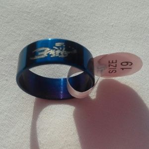 Blue stainless steel ring
