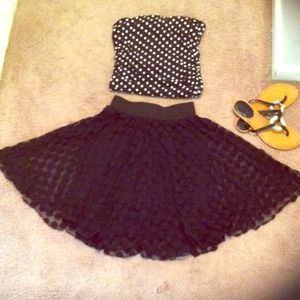 Wet Seal black polkadot skirt.