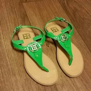 Green and gold Tommy Hilfiger sandals