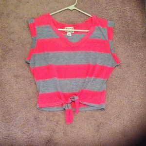 Neon pink and gray shell top.