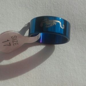 Blue stainless steel ring