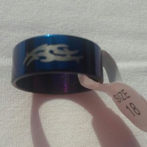 Blue stainless steel ring