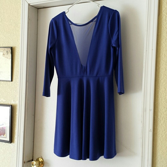 Worn once Blue low cut front and back skater dress
