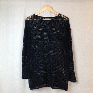 Mesh Long Sleeve Black Shirt