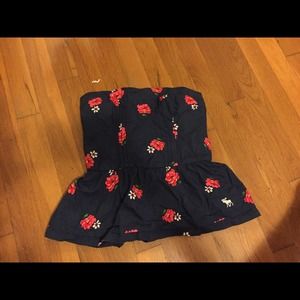 Floral Print Strapless Peplum Top