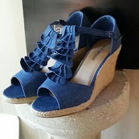 Lane Bryant Shoes - Ruffled Denim Wedged Heels