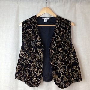 Gold Embroidered Floral Vest