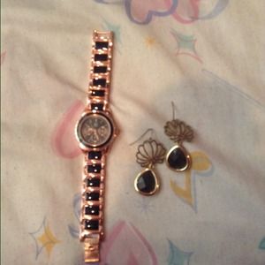 Bundle watch and cute earings