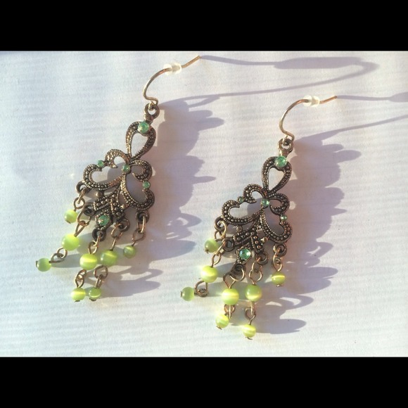 Green beaded earrings