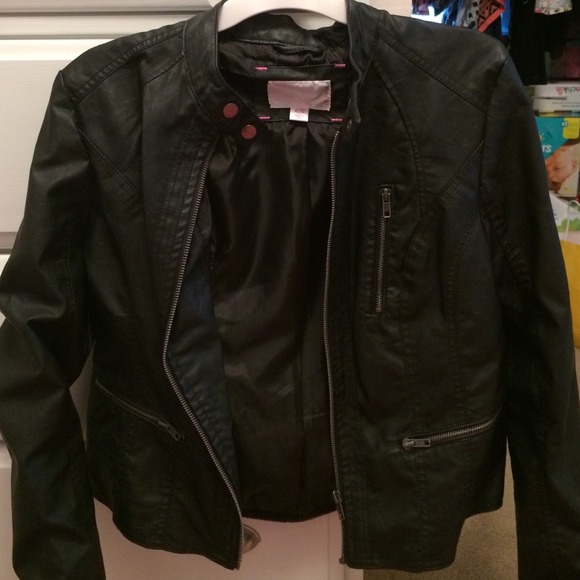 Black leather xhilaration jacket