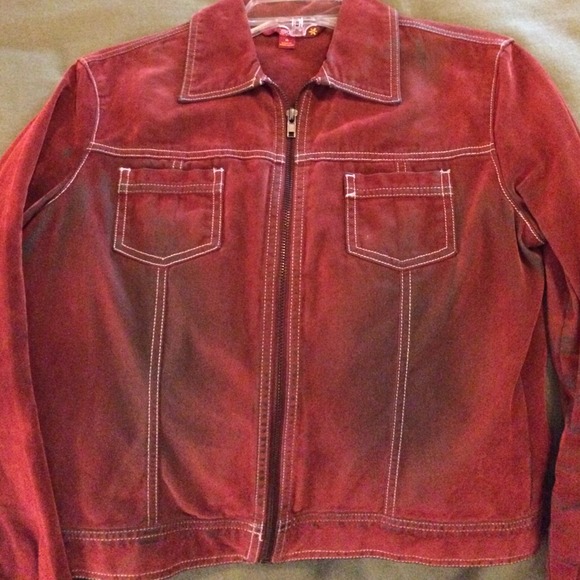 Distressed red bushes corduroy jacket