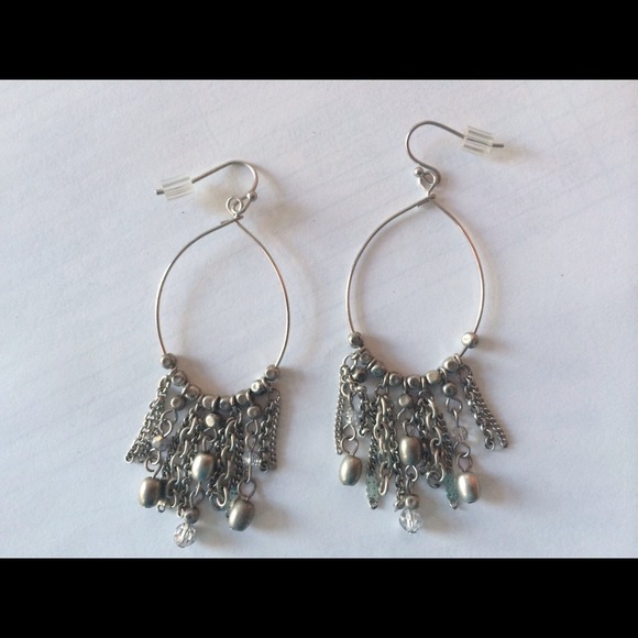 Silvertone beaded earrings