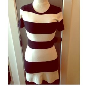 BCBGMAXAZRIA body-con black/white striped dress