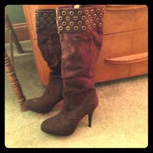 Brown high heel boots
