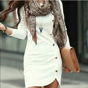 RESERVED. Cute White Buttoned Fall Dress