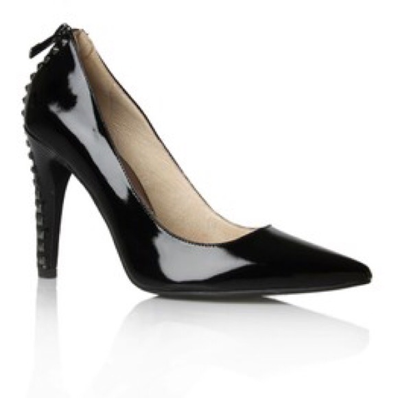 Black studded michael kors patent pumps