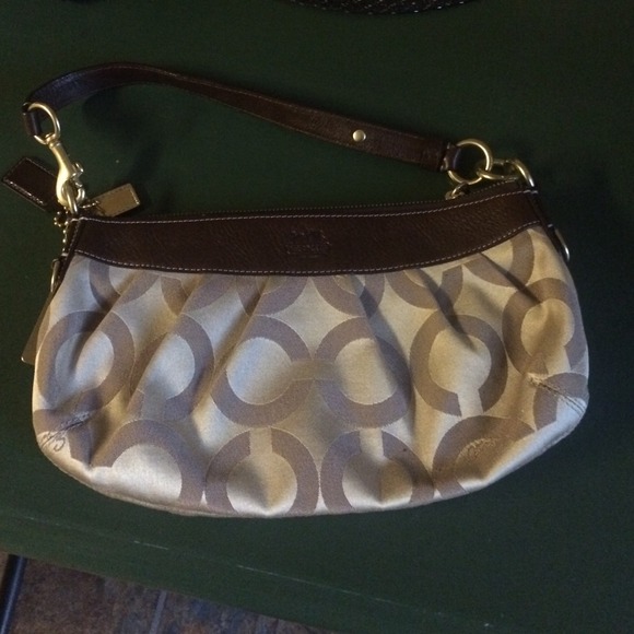 COACH brown leather and tan Big C small bag