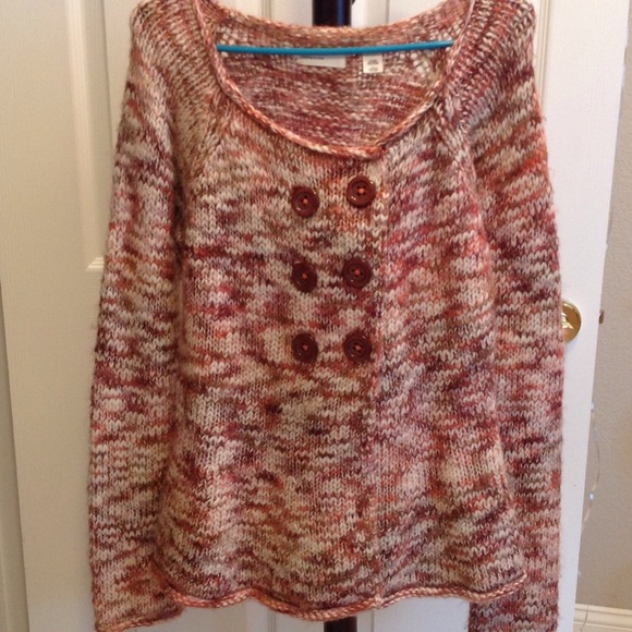 Pink,red &cream cardigan 6 buttons down the front.