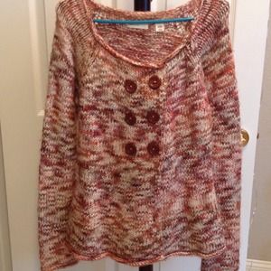 Pink,red &cream cardigan 6 buttons down the front.