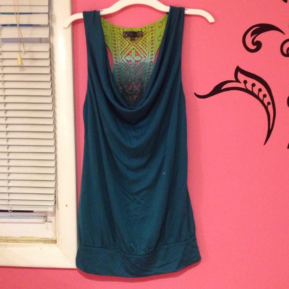 Turquoise dress top with dropped neck