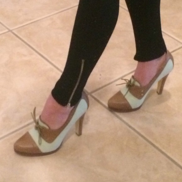 Steve Madden High Heel Loafer in mint green&tan