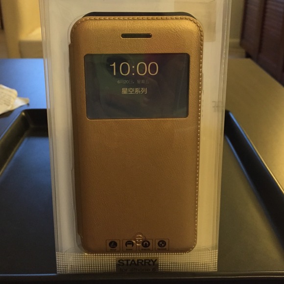 Iphone 6 wallet case cover, gold, brand new