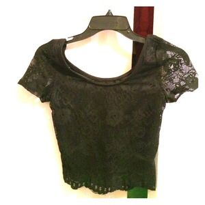 Black lace crop