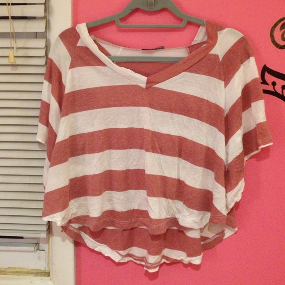 Pink and white beachy top (w/ hood)