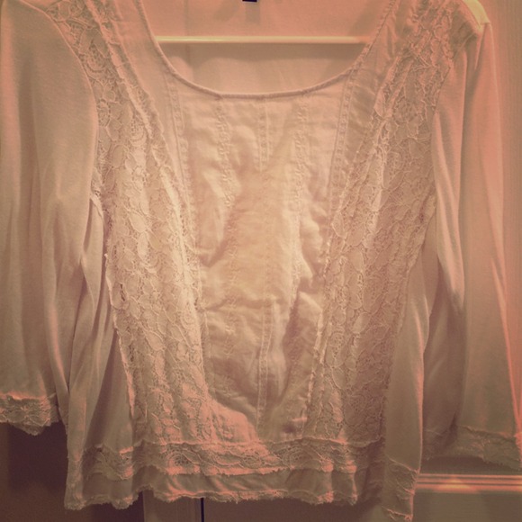 Lacy White Boho Chic top by Cable & Gauge