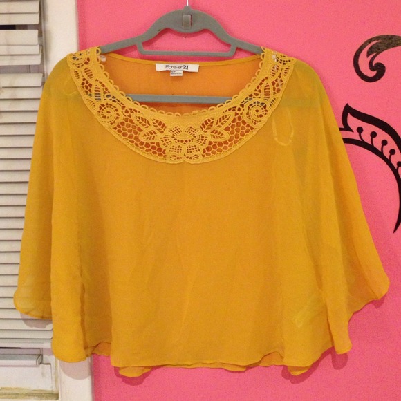 Yellow hippie poncho top