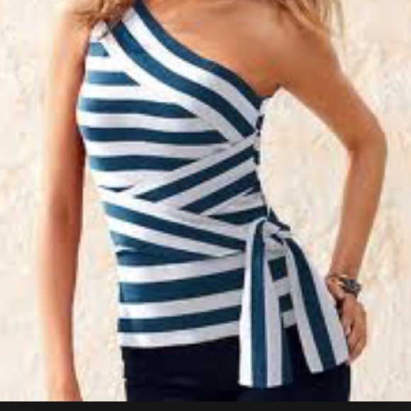 Raspberry One Shoulder Top with Tie
