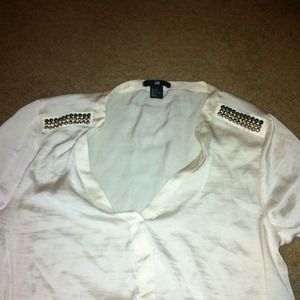 H&M long sleeved cream shirt with embellishment