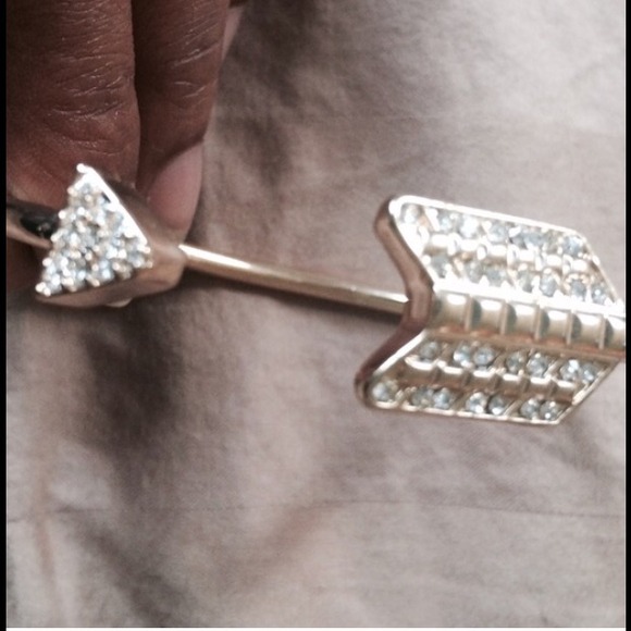 Pavé Gold Tone Arrow Bangle - Picture 2 of 3