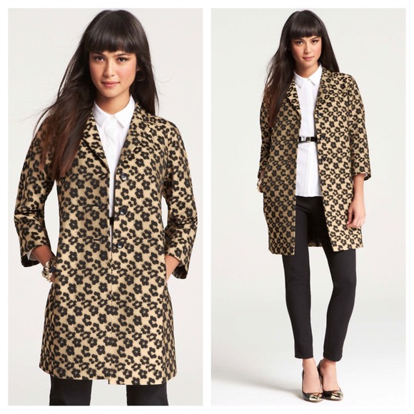 Ann Taylor Floral Leopard Jacquard Topper Jacket - Picture 2 of 3