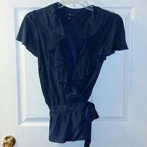 Gap ruffled silk wrap top