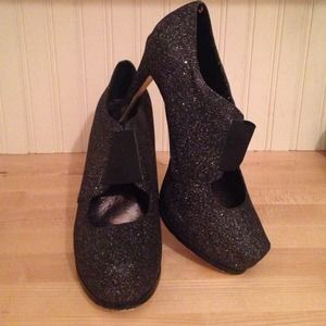 Black glitter heels