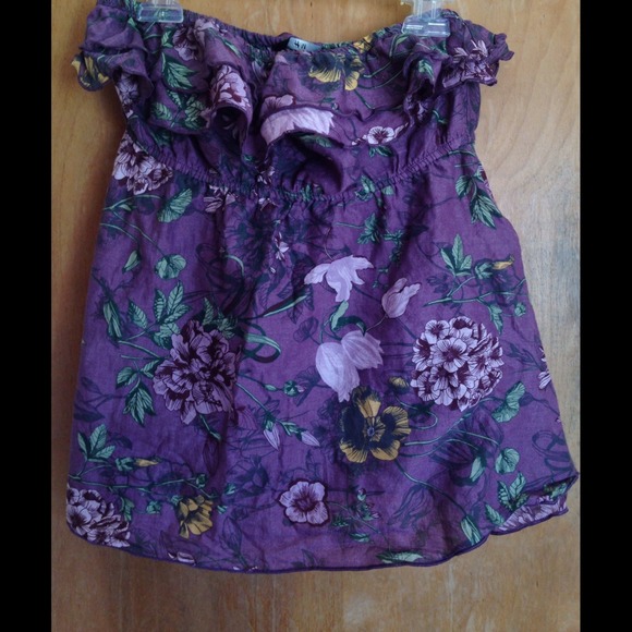 Ruffle floral tube top
