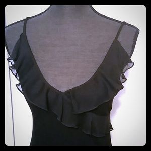 Black v-neck ruffled dress, small