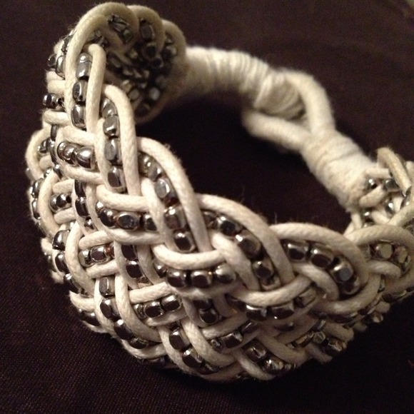 White bracelet with silver beads