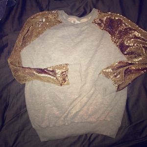 Glittered sleeves gray sweater!