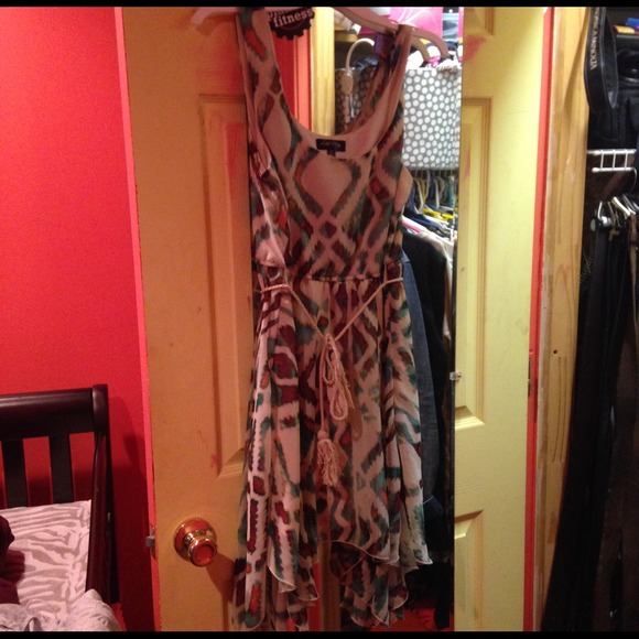 Print Dress with Rope Belt